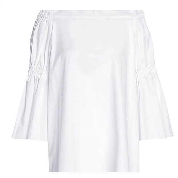 TIBI White Satin Poplin Off the Shoulder Dress - Picture 10 of 13